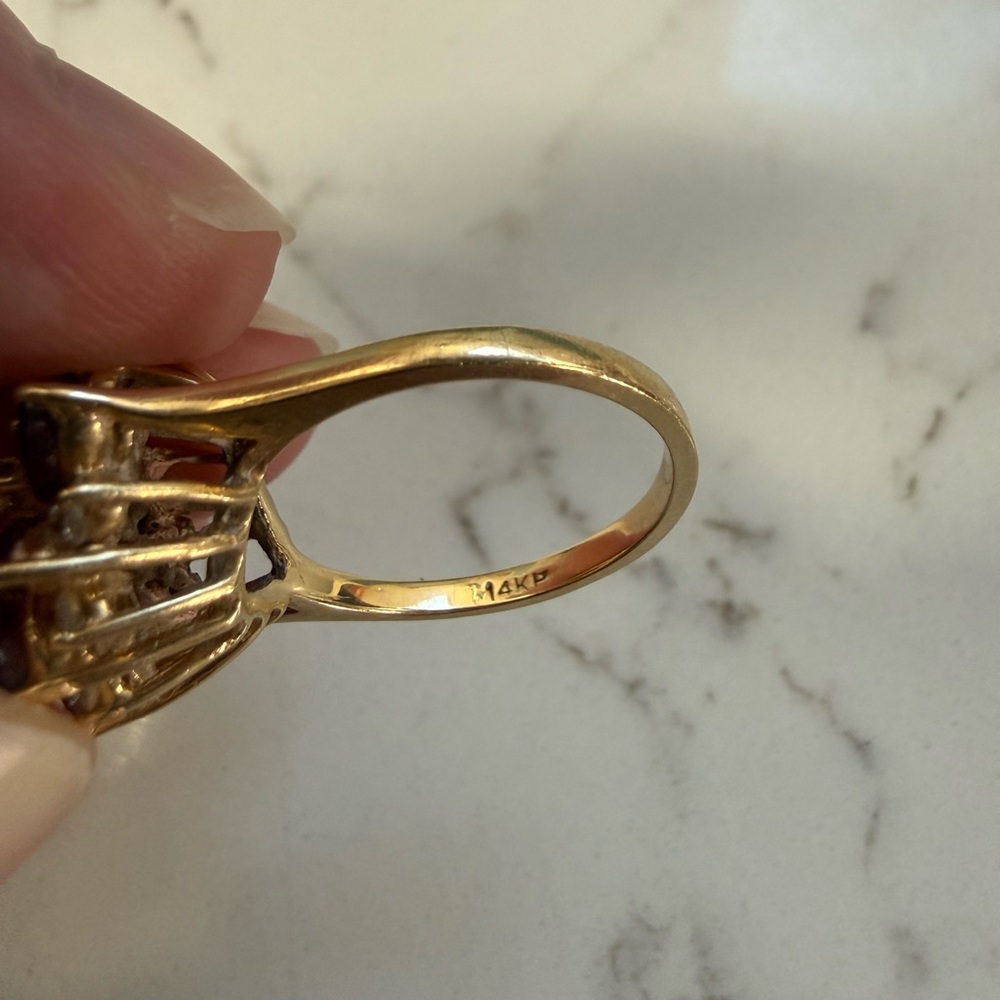 14k Ruby & Diamond Cocktail Ring - image 4